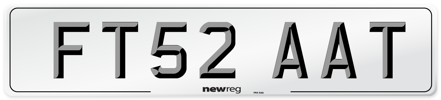 FT52 AAT Number Plate from New Reg